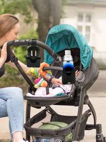 One Stroller Cup Holder And Mobile Phone Holder, Multi-Functional Stroller Accessory With Bottle And Mobile Phone Holder, Adjustable Clamp For Children 0-6 Years Old - Easy To Install