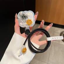 5件組 20W 英規充電器保護套 黑色優雅玫瑰設計 蝴蝶造型線材保護套 - 彩色 - 查看 5