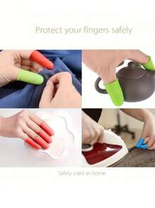Set di 3 proteggi dita in silicone - resistenti al calore, antiscivolo, riutilizzabili per lavorazioni con pistola a colla a caldo, progetti fai-da-te