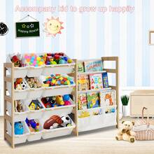 2 In 1 Kids Bookshelf And Child Toy Storage Organizer With 12 Toy Bins And 4 Tier Book Shelf For Playroom, Classroom, Nursery Room, Bedroom, Kindergarten, School, Perfect Gift For Christmas, Halloween, Thanksgiving, Easy To Installation,Space Saving - WJSN-1 - 查看 4
