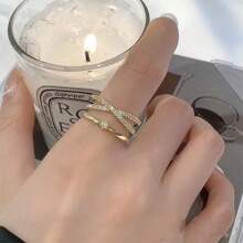 1pc Fashion Minimalist Niche Design Personal High-End Luxurious Elegant Criss-Cross Ring, Suitable For Daily Wear