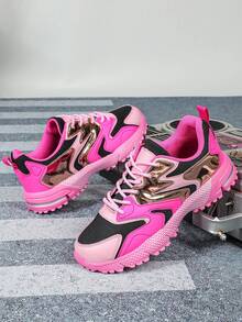 Zapatos rosas de suela con efecto aerosol de moda para mujer, calzado deportivo unisex de ancho extra, ligero, transpirable y flexible, ideal como regalo de Navidad, para senderismo al aire libre y uso casual - polvo de rosa negra - Ver 3