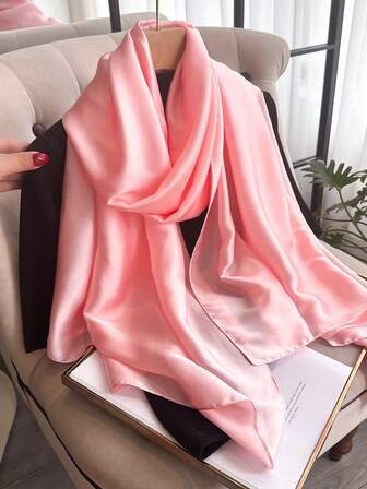 1 件装全新纯色夏季防晒沙滩披肩，女士雪纺超大围巾，可佩戴，空调房披肩