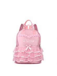 Ein individuell gestalteter Rucksack oder Tanztasche mit personalisiertem Namen oder Feiertags-Nachricht. Gestalte deinen eigenen Rucksack, Ballettasche in Rosa Spitze für kleine Prinzessinnen. Du kannst Namen, Buchstaben, Glückszahlen usw. individualisieren. Sehr geeignet für Schule, Unterricht, Reisen, Alltagsnutzung, Geburtstagsgeschenke für Freunde und Töchter, als bedeutungsvolle Souvenirverpackung, Weihnachtsgeschenk, Neujahr usw.