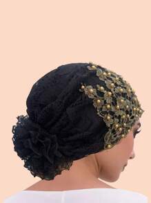 1pc Plum Blossom Embroidery Beaded Skullcap, Suitable For Everyday Wear
