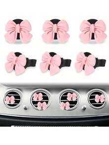 6件可爱蝴蝶结形汽车出风口装饰夹