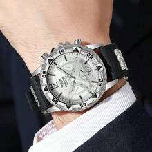 1 Stück - Herren Quarzuhr - bequemes Silikonarmband, Gehäuse aus Legierung, Analoganzeige - Vatertagsgeschenk, bestes Geschenk für Männer