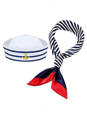 1pc Polyester Solid Color Cute & Elegant Sailor Party Hat, Captain Hat, Unisex Beach Party, Club, Cruise, Summer Vacation, Birthday, Graduation, Retirement, Music Festival Costume Accessory Halloween Autumn Accessories