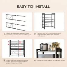 2 Or 3 Tiers Expandable Microwave Oven Rack Stand Storage Holder Kitchen Corner Shelf - Black - View 6