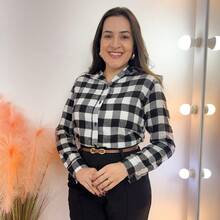 Women's Plaid Flannel Shirt Casual June Party Fashion Overlay Flannel Blouse Autumn Winter - 黑色 - 查看 7