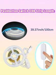 1pc 3.28ft-16.4ft LED Light Strip, 320 LEDs/M, Button Control, 3 Color Temperature Options, Suitable For Party, Room, Kitchen, Home TV, Household Decoration
