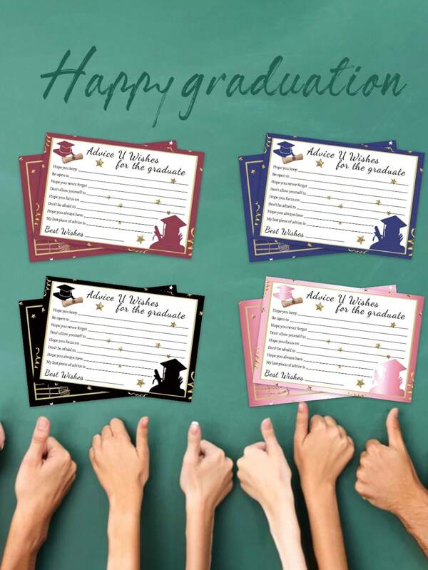 Set de 10 tarjetas de felicitación de graduación, suministros para fiestas de celebración para compañeros de clase, tarjetas de consejos para graduaciones de escuela secundaria y universidad