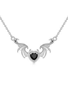 1入組時尚創意龐克925純銀蝙蝠吊墜項鍊,合適的適合女士,萬聖節&假日派對禮品