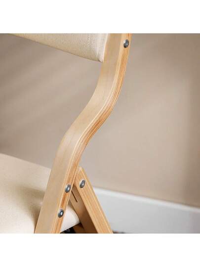 SoBuy Folding Wooden Stoel Upholstery Ergonomic Kitchen Dining Room Chair, Foldable Space Saving, Fully Assembled, Ideal Kitchen, Balcony Office, Grijs FST40 HG view 8