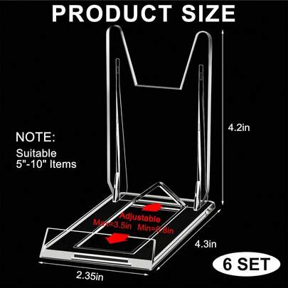 Acrylic Book Shelf, Adjustable Transparent Book Display Rack, Art Display Stand, Suitable For Home, Office, Back To School, Comic Books, CDs, Magazines, Postcards, Artworks