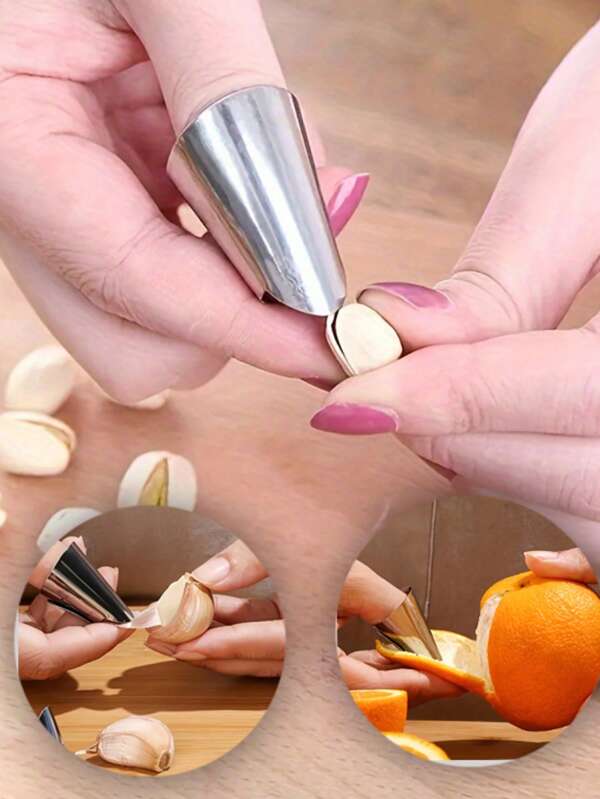 1 pieza Cubierta protectora para la yema de los dedos, herramientas para cascar nueces y semillas, dispositivo de protección anti-corte para la mano