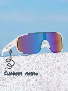 1PC Personalized Customization Fashion Kids' Sports Glasses, Oval Shape, White Color, PC Polycarbonate Frame And Lens, For Boys, Girls, Daily Decoration And Sports Play Back To School