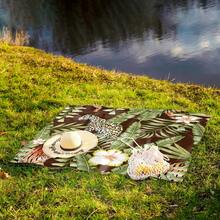 1 Piece Of "Color Leaf Beach Style Pattern, Fantasy Leaf Charm Beach Style, Green Yellow Palm Leaf Pattern, Wild Green Plant Animal Picture, Blue Green Leaf Vein Pattern, Perfect Choice For Beach Leisure" Made Of 100% Polyester Material, Waterproof And Quick-Drying, Washable And Machine Washable Picnic Mat, Perfect For Outdoor Camping And Beach Vacation.Travel Essentials Travel Accessories Beach Essentials - Multicolor - View 11