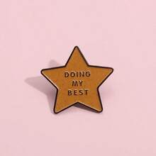 1 chiếc ghim cài áo hình ngôi sao "Do My Best" bằng men vàng, có thể ghim lên ba lô, áo sơ mi, ve áo, một món quà đáng yêu dành cho bạn bè, trẻ em hoặc người thân yêu. - Nhiều màu - Xem 5