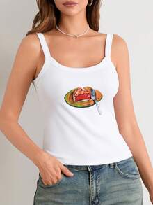 Summer Crop Tank Tops For Women Y2k Spaghetti Strap Cami Tops Graphic Tees Beach Vacation Tops Sleeveless Scoop Neck Camisole Slim Fit Tees Cute Going Out Tops For Teen Girls For Street Shopping Club Aesthetic Clothes - 橘色 - 查看 4