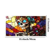 1 Rolle leicht zuschneidbare einseitig bunte Skelett Fensterfolie mit Frosteffekt, statische Haftung ohne Klebstoff, Buntglas Fensterfolie Kunst Dekoration, Fensteraufkleber, Fenstersticker