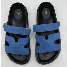 女士休闲简约平底凉鞋，夏季女士夏季凉鞋 - Bleu - 查看 2