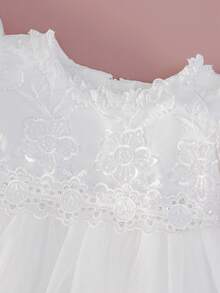 Infant Baby Girls 0-2 Years White Short Front Long Back Puffy Mesh Dress For Birthday Wedding Flower Girl - White - View 6