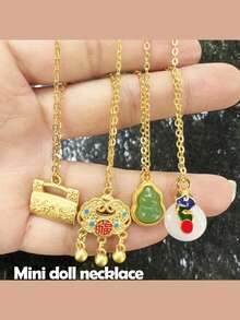 全新 1:6 娃娃首饰和装饰配件、微型金属项链、小盒、娃娃屋葫芦装饰、礼物、娃娃饰品、个性化装饰 - 彩色 - 查看 1