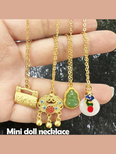 全新 1:6 娃娃首饰和装饰配件、微型金属项链、小盒、娃娃屋葫芦装饰、礼物、娃娃饰品、个性化装饰