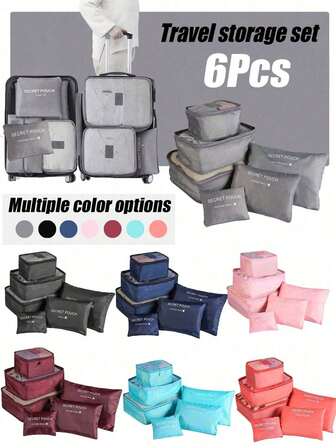 6-i-1 reseset: Bärbar sminkväska, vattentät necessär, hållare för sminkborstar, multifunktionell förvaringsväska, kosmetikaorganisatör, parfymförvaringslåda. Perfekt för läppstift, sminkborstar, pennor, ögonskugga, spegel, eyeliner, läppglans, hudvård, tandborste, tvål, schampo, kam, klocka, telefon, halsband, smycken och elektronik. Nödvändigt för sommarsemester, strandresor.