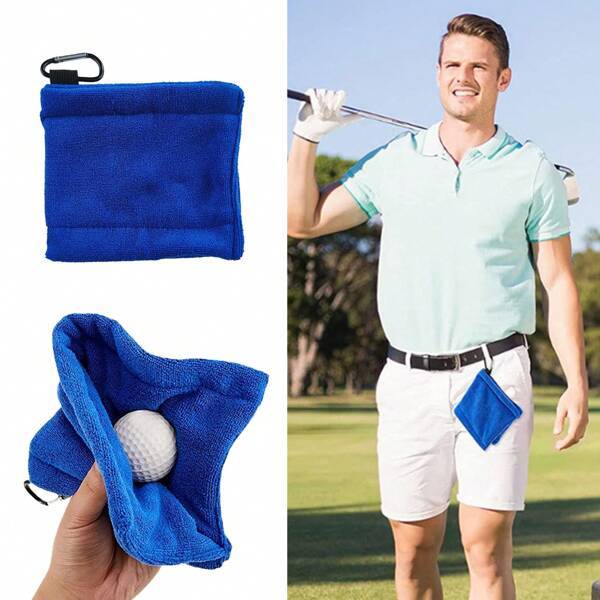 1 Stück Golf Handtuch, Golf Ball Reinigungshandtuch mit Karabinerhaken, wasseraufnahmendes, bequemes Mikrofaser Golf Ball Handtuch, Geschenk für Golfer (10*17*2cm)