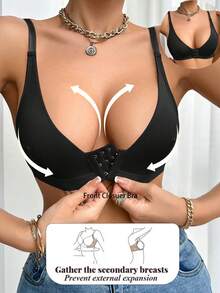 Sutiã feminino com fecho frontal, sem fio, confortável, sem costas, roupa íntima