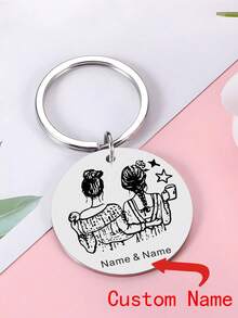 1pc, Personalized Stainless Steel Keychain, Customized Name Best Friend Keychain, Sister Keychain, Birthday Gift, Suitable For BFF, Friends, - Multicolor - View 6