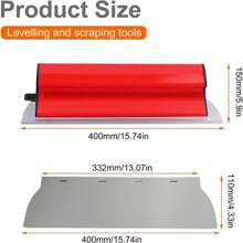 40cm Edelstahl Spachtel mit 2 Klingen, Spachtelwerkzeug, für das Verputzen von Decken und Wänden verwendet