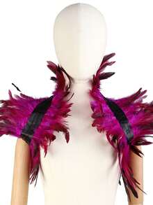 1 件时尚轻盈飘逸披肩领围巾披肩、节日派对斗篷、舞台表演用人造羽毛