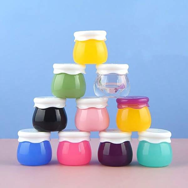 2 Peças Frasco Semi-Transparente Rosa de 10g com Tampa Branca, Pote de Geleia de Frutas, Pote de Creme Acrílico, Recipientes Cosméticos Recarregáveis, Direta da Fábrica