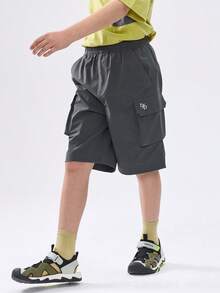 Balabala Boys' Quick-Dry Cargo Shorts, Stylish & Breathable Summer Wear - Dark Gray - View 2