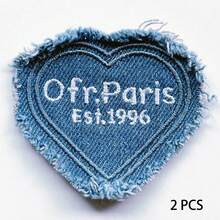 4 Pieces Of Denim Heart-Shaped Hand Sewn Embroidery Patches, Clothes, Dresses, Hats, Shoes, Curtains, Sewn Decorations, DIY Crafts, Bags, Pants Heart Patches