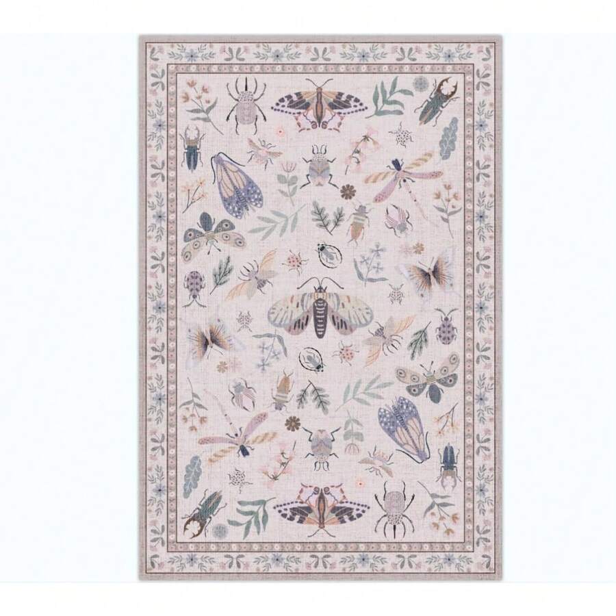 1pc Fashion Simple Bohemia Print Area Rugs For Living Room, Machine Washable Indoor Rugs, Non-Slip Low Pile Flannel Decorative Rugs With Black Binding Rug, Suitable For Dining Room Bedroom Home Office Laundry Kitchen(31*20in/16*48in/18*60in/84*60in) - 粉色 - 查看 1
