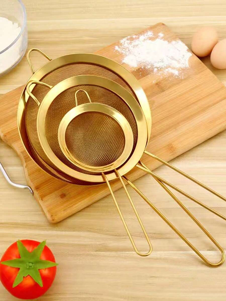 1-3pcs Stainless Steel Fine Mesh Tea Strainer With Handle - Japanese Style Matcha Powder Sifter - Multicolor - View 1