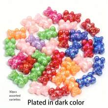 Set de 30 cuentas de oso de acrílico - transparentes, de unicolor y de degradado, utilizadas para la fabricación de joyas DIY, de 18x11mm - perfecto para pulseras, collares, llaveros, atrapa sueños, borlas y manualidades.