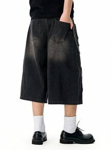 INFLATION 卡普里刺绣水洗牛仔男士休闲短裤，复古美式风格，春夏款