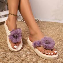 Women's Simple & Casual Lightweight Flip Flops, Comfortable House Slippers - Mauve Purple - View 3