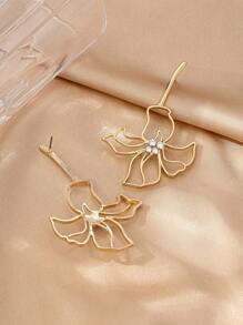 1 paire de boucles d'oreilles design floral minimaliste