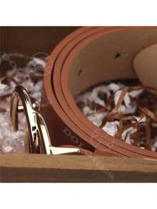 Cinturón Elegante Para Mujer Joven Moda Dos Círculos Hebilla