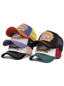 1pc Men's Hat Cartoon Embroidery Multi-Color Summer Shade Casual Fashion Daily Accessories, Unisex, Good Gift, Travel, Outdoor, Vacation, Seaside, Beach, Running