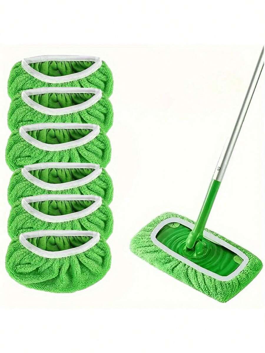 6pcs/4pcs/2pcs/ Premium Microfiber Mop Pads - Reusable, Washable, And Durable Refills For Efficient Dry & Wet Cleaning - Strong Elastic, Plastic Material, And Long-Lasting Performance - Multicolor - View 1