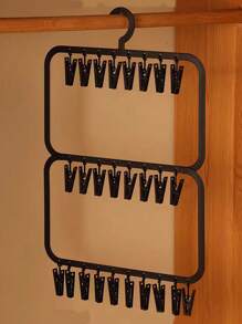 1/2/3pcs Versatile Plastic Hanger Storage Box - Ideal Organizer For Underwear, Socks & Accessories | Space-Saving Solution For Dorms | Multi-Functional Clothes And Accessory Clamp Rack"