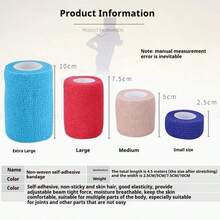 12 条自粘绷带 - 运动弹性支撑 - 2.5 厘米/1 英寸和 5 厘米/2 英寸和 7.5 厘米/3 英寸，自粘运动绷带 - 适用于手指、脚踝、手腕、腰部、膝盖和肘部健身房配件健身房绷带运动胶带