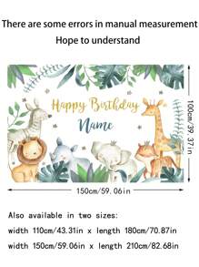 1PC Can Be Customised With Three Sizes Of Personalised Jungle Backdrop Custom Name, Jungle Animal Birthday Backdrop Decoration Ideas, Jungle Themed Birthday Party Custom Supplies, Wild Party Custom Supplies, Durable Vinyl, Reusable, No Need For Electricity Can Be Hanged